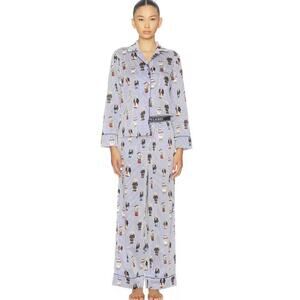 Polo Ralph Lauren S Pajama Set Madison Iconic Bear Bear Print Snowfall Blue NEW